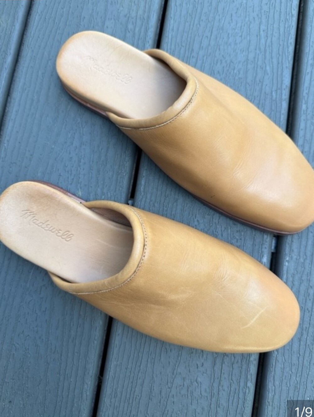 Madewell Tan Leather Slip On Mules Flats Shoes Womens 10 Round Toe
